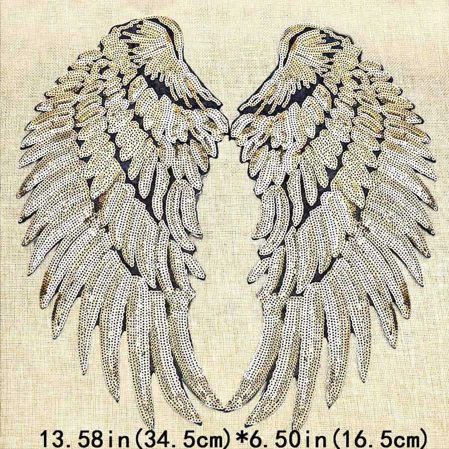 Sequined Wings Patches for Clothing Iron on Transfer Applique Patch for Jacket Jeans DIY Sew on Embroidery Sequins294n