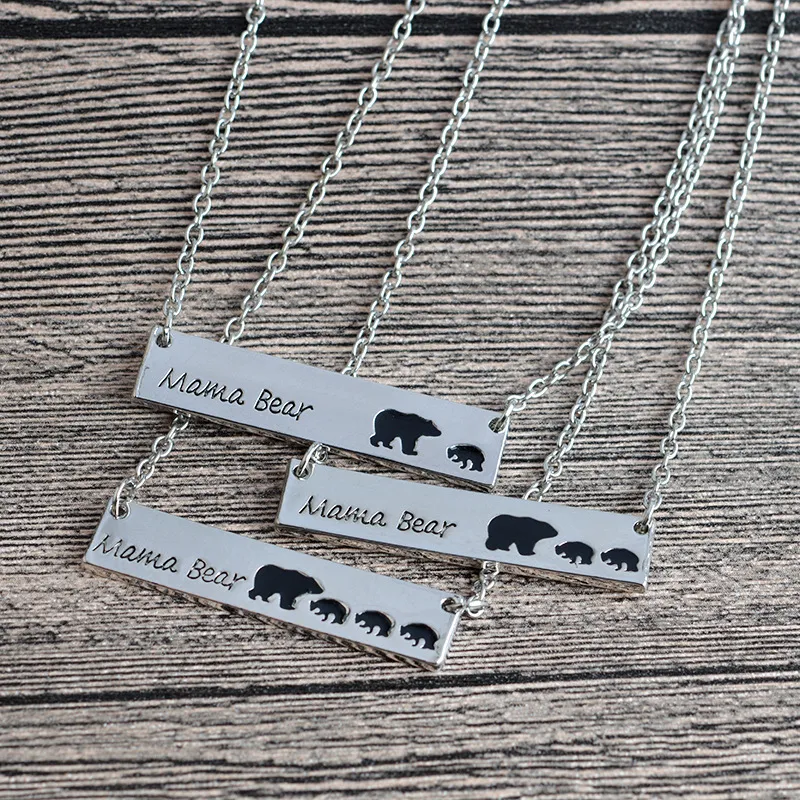 Mama Bear Pendants Necklace Animal Necklaces Gold Silver Colors Alloy Pendant Fashion Jewelry Mothers Day Gifts