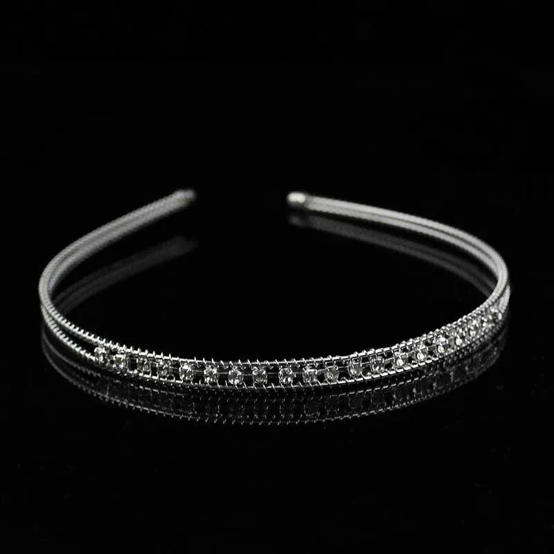 Fashion Metal Crystal Headband Head Piece Hair Band Jewelry for Women Silver #T701