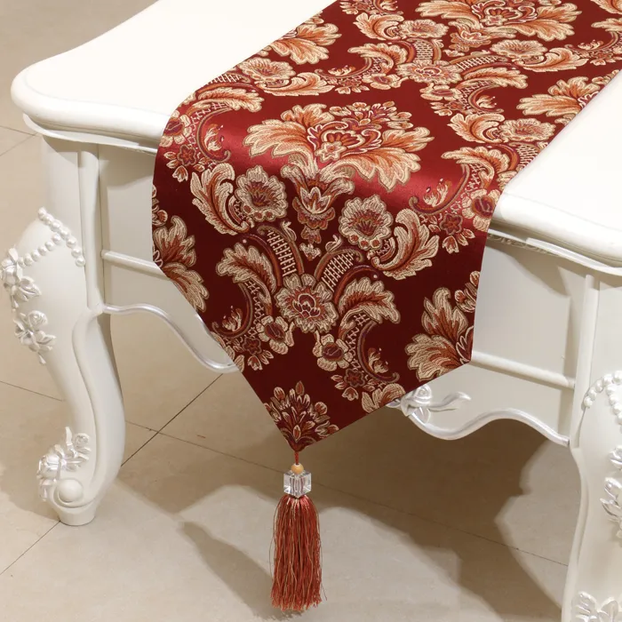 Kurzer, geprägter Jacquard-Tischläufer, europäischer amerikanischer Stil, hochwertige Couchtischdecke, modische, einfache Esstischmatten, 150 x 33 cm