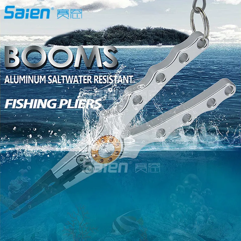 Pinces de pêche en aluminium résistantes à l'eau salée pour couper la ligne de tresse et retirer les hameçons ou leurres avec longe à bobine