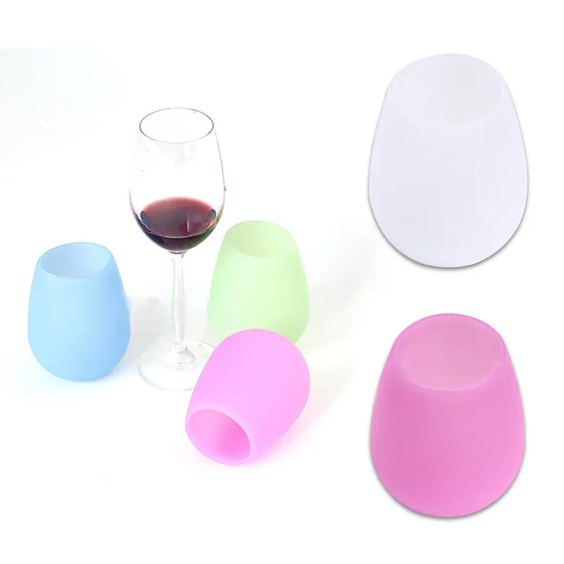 Silicone Wine Glass Collapsible Unbreakable Stemless Wine Glasses Beer Whiskey Drinkware Outdoor Portable Foldable Drinking Cup Mug