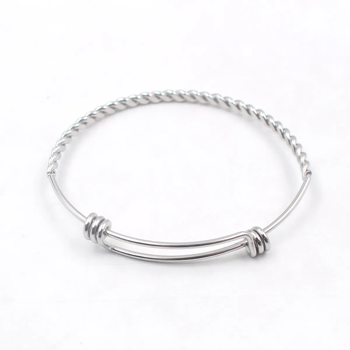 Blank Engravable Expandable Bangle Charm Bracelet in Stainless Steel