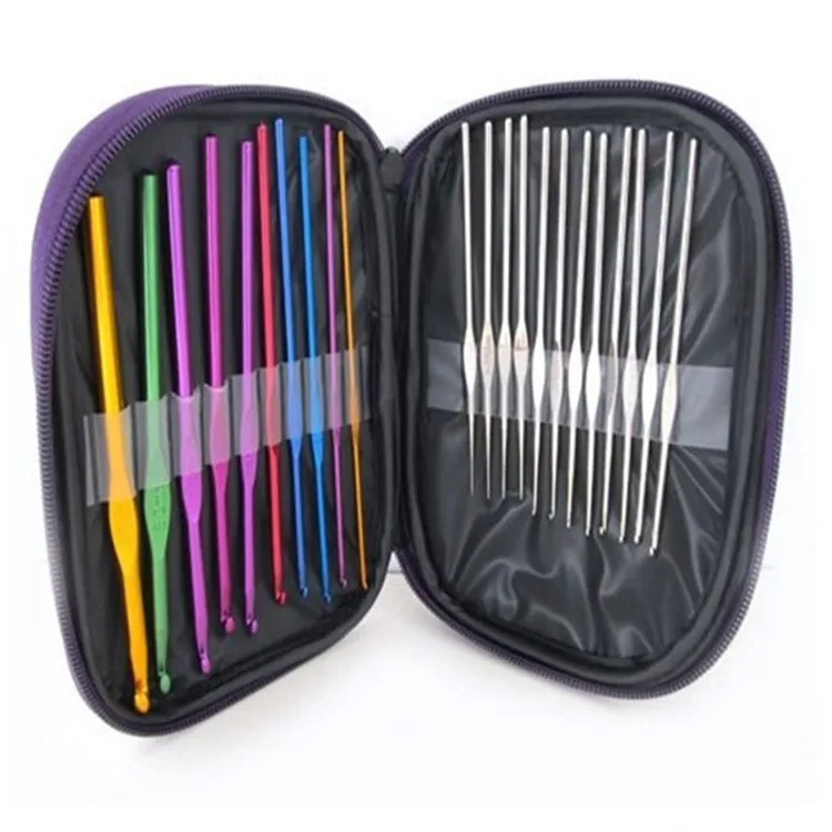 22 stks / set Multi-Color Aluminium Haakhaken Naalden Knit Weave Craft Yarn Naaien Tools Haakhaken Breinaalden DHL verzending Gratis