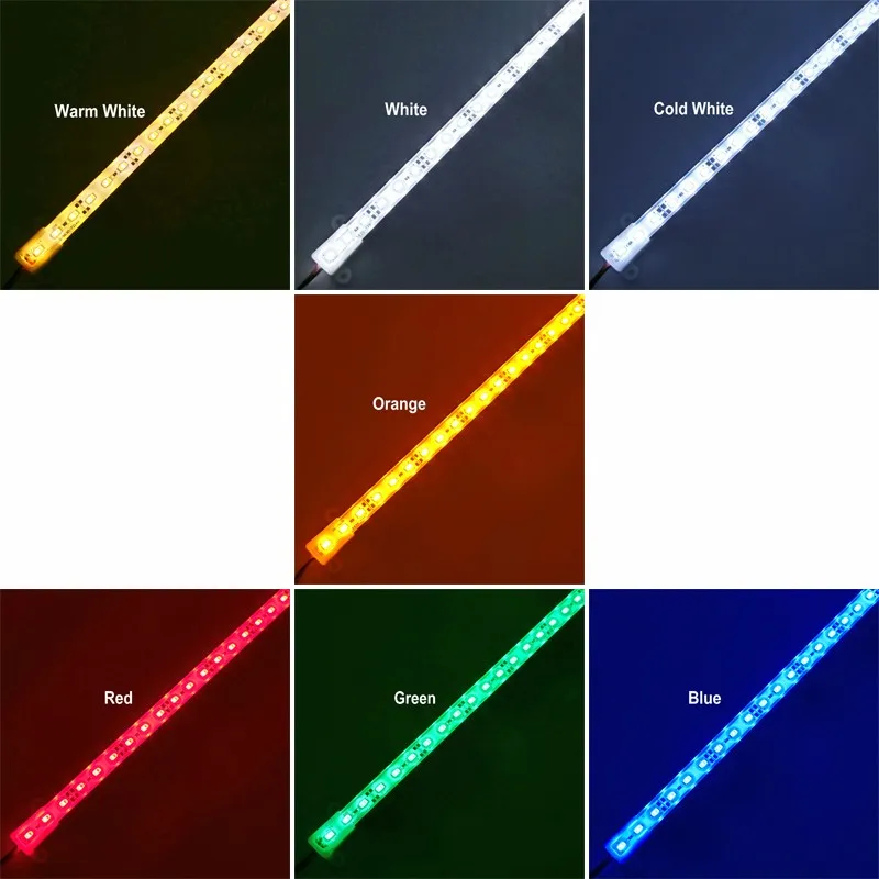 6XHard LED-Streifen Unterwasserlicht Wasserdicht IP68 5630SMD Kühles Warmweiß Starre Leiste 36LEDs 0,5 Meter Beleuchtungsstreifen mit 7 Farben zur Auswahl