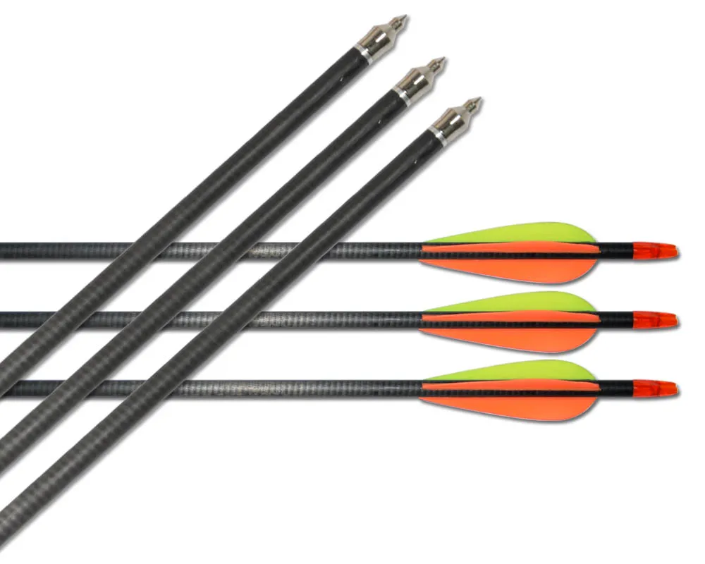 Archery 31'' Carbon Fiber Shaft Arrows Spine 400 for Compound Recurve Bow with Field Points Hunting Shooting Outdoor