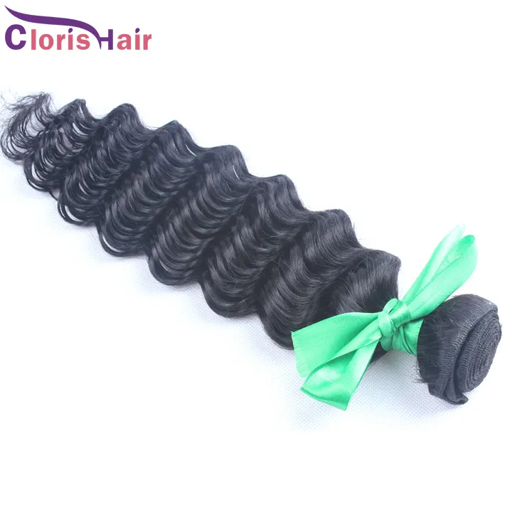 Top-rated Raw Indian Virgin Deep Wave Curly Hair Weave Unprocessed Deep Curls Human Hair Extensions Cheap 1 Bundle Indian Weft 1b#