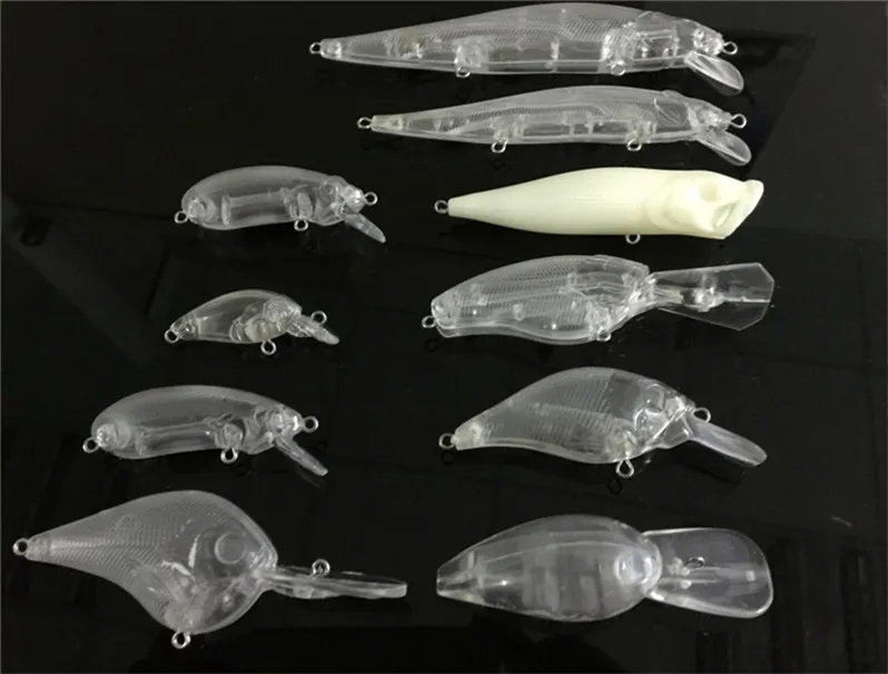 Mix 10 Styles Set Unpainted Crankbait Fishing Lure Body Blank