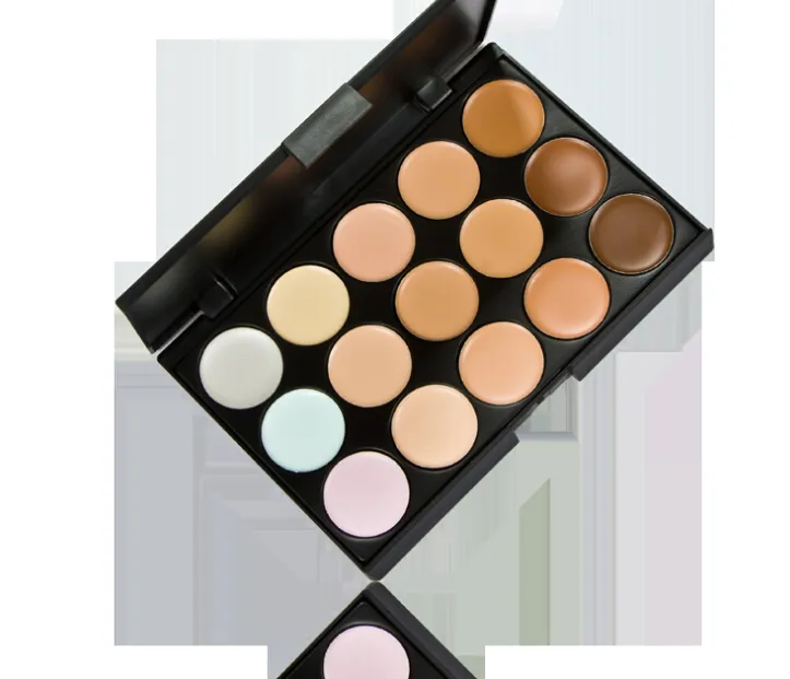 Concealer-Palette, 15 Farben, Gesichtscreme, Concealer, Gesichtspflege, Camouflage-Make-up-Palette mit Make-up-Pinseln, 15 Farben