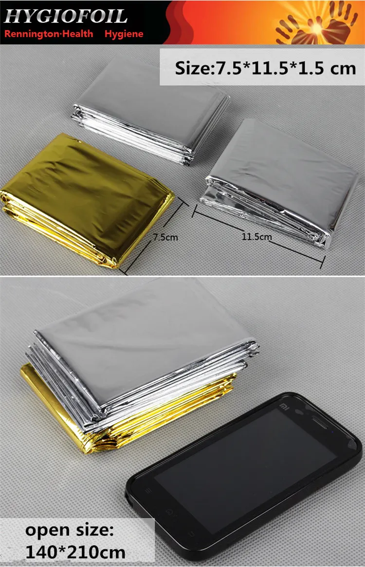 Hot Sale Waterproof Emergency Survival Rescue Blanket Foil Thermal Space First Aid Sliver Rescue Curtain Outdoor Gear Multifunction 