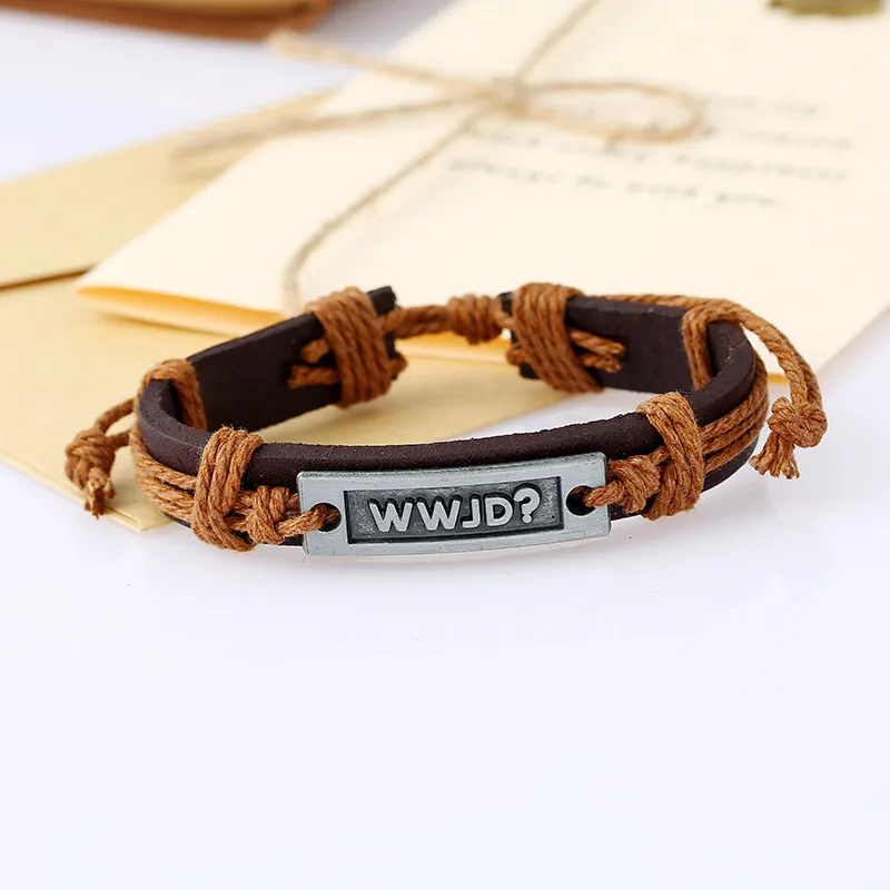 Bon A ++ Éclats de lettres en alliage de tissage rétro bracelet en cuir de vachette FB076 ordre de mélange 20 pièces beaucoup Bracelets à breloques