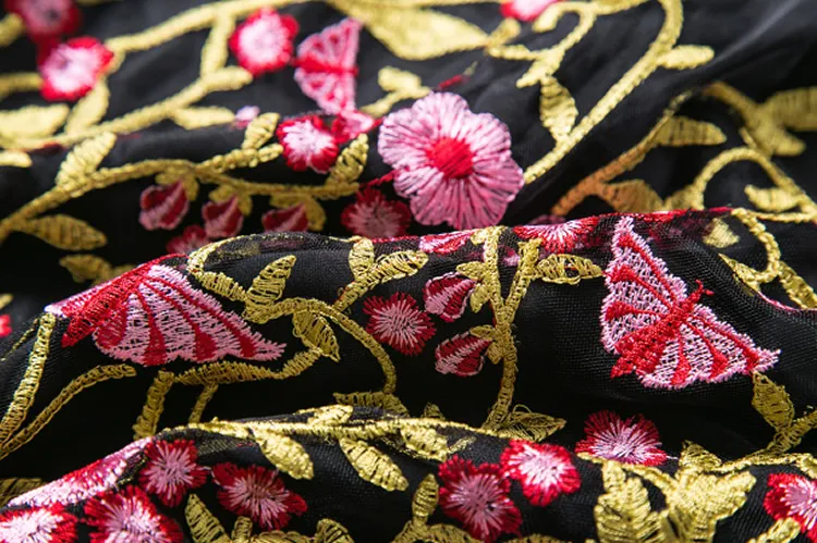 Sexy borduurwerk vrouwen schede jurk sheer kant patchwork jurken 119A715
