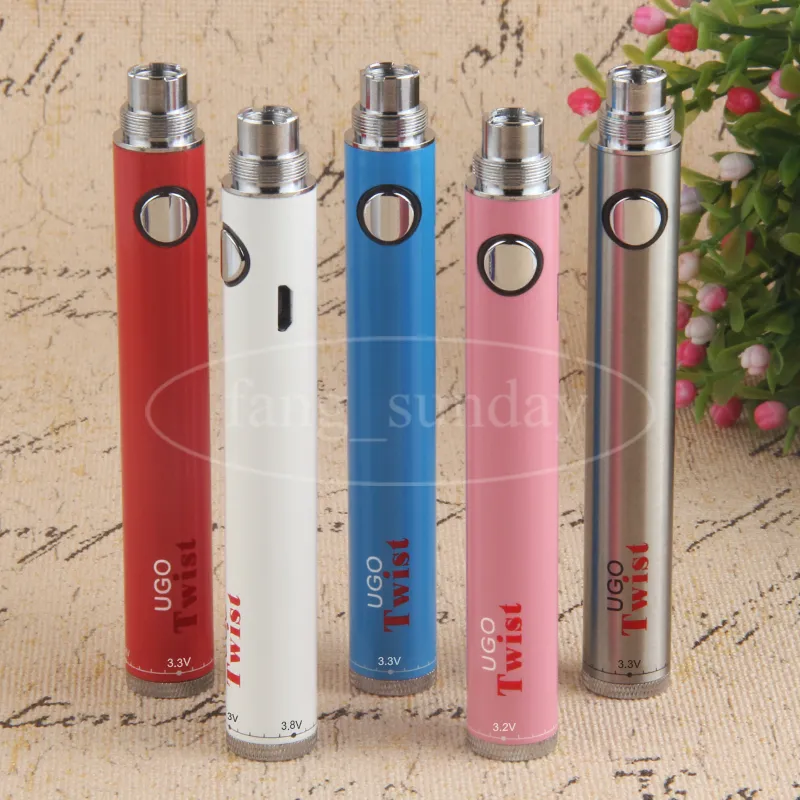 5 個 UGO ツイストワックス Dab カートリッジペン eVod USB VV パススルー可変電圧 Vape バッテリー 650 900mAh マイクロ USB 充電器付き