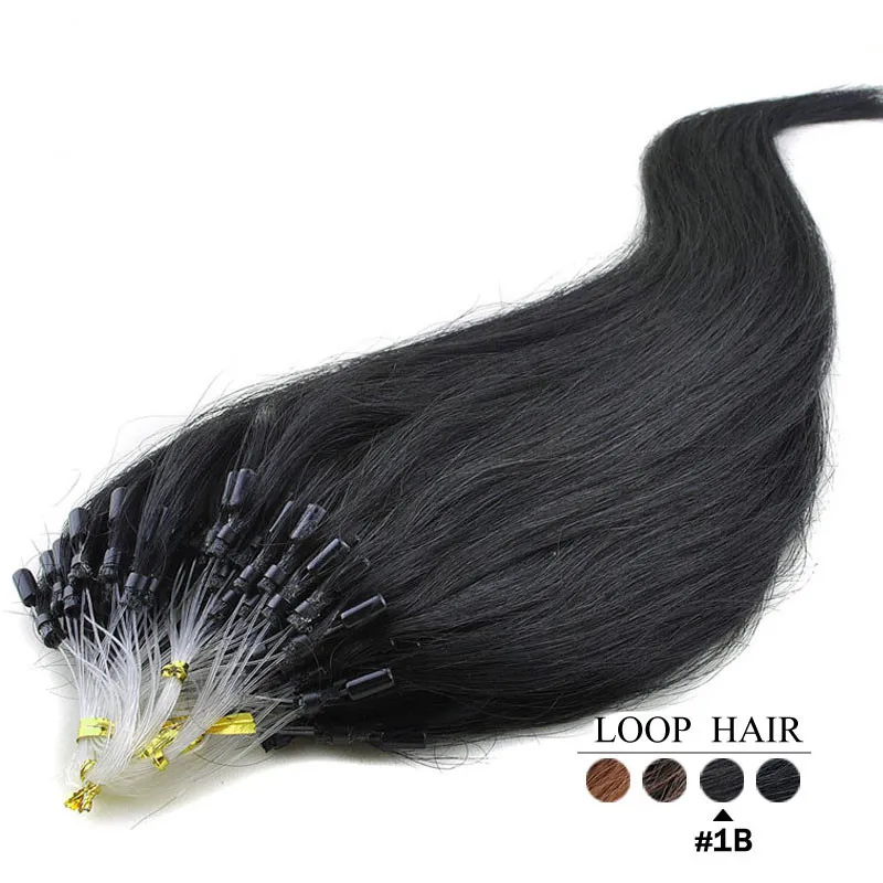 Micro-Ring-Haarverlängerungen, 100 g, Set, natürliche Farbe, 24 Zoll, einzelnes gewelltes Haar, 2408680
