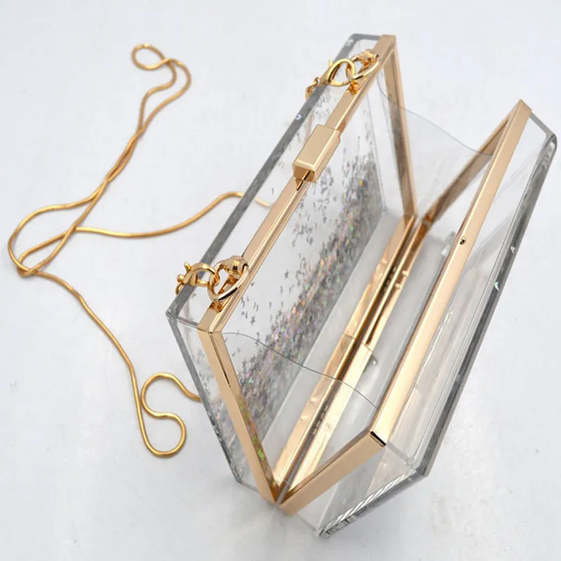 Borsa in acrilico trasparente pochette in acrilico pochette da sera borse da donna moda bling con borse di lusso con cristalli XA250B