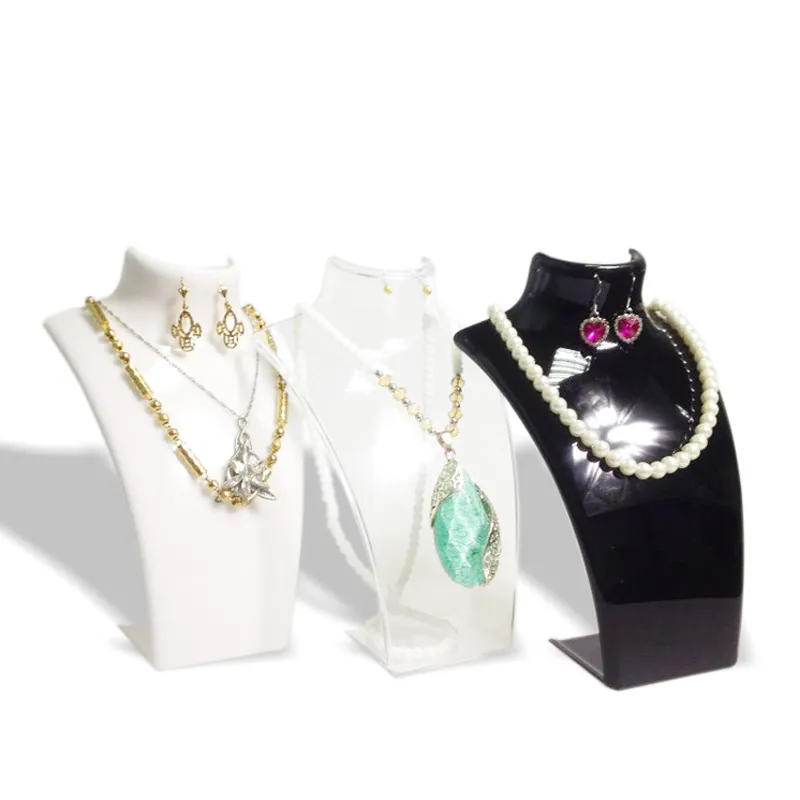 3 x Fashion Jewelry Display Bust Acrylic Jewelry Necklace Storage Box Earring Pendant Organizer Display Set Stand Holder Mannequin 