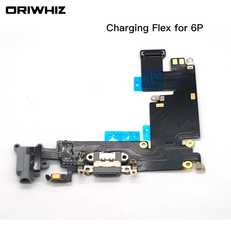 For iPhone 6 6 Plus 6Plus USB Dock Charger Charging Headphone Audio Port Flex Cable Replacement Part White Black Color Can 