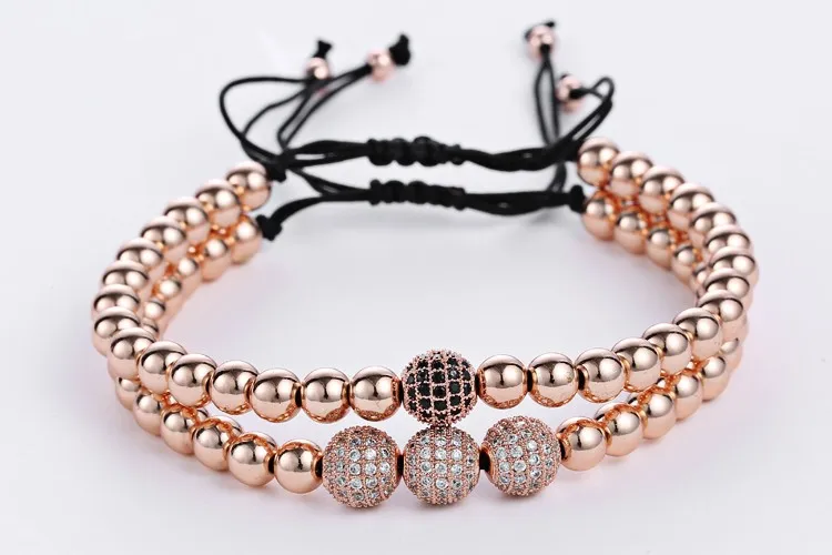 Hommes 4mm titane acier boules perles tressage macramé Bracelet pulseras bracelet homme bracelet à breloques pour meilleur ami