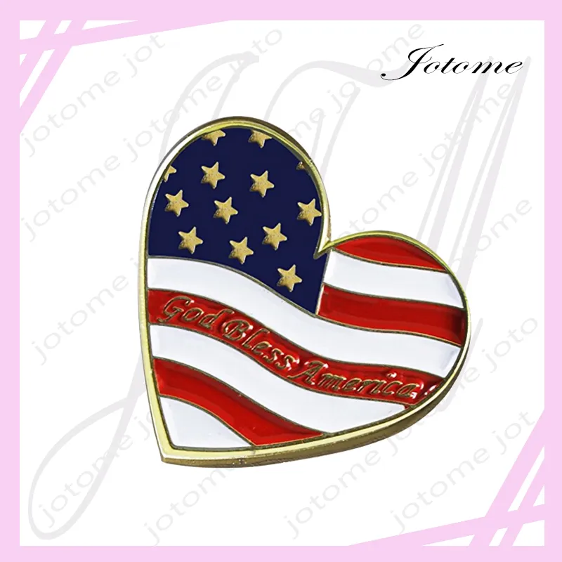 100 Pz/lotto Patriottico A Forma di Cuore Bandiera Americana Spille Smalto Bandiera DEGLI STATI UNITI Spilla Spille God Bless America