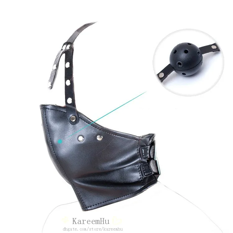 Nouveau masque de bouche de harnais de tête en cuir d'unité centrale avec le masque de Gag de bouche de boule d'abs humilient les produits sexuels de retenue de bondage de BDSM 5511769