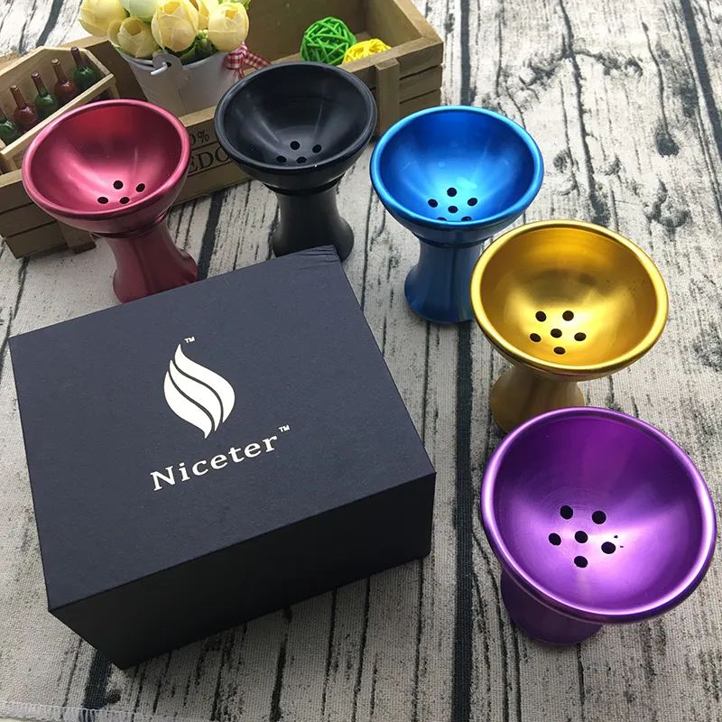 Hoogwaardige kwantis aluminium Niceter Hookah Shisha Bowl -kop voor houtskoolslang Hookahs Accessoires Rookkop hittebestendige ES6147585