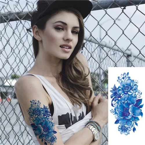 3D lebensechte Kirschblüten stieg große Blumen Wasserdicht Temporäre Tätowierungen Frauen Flash Tattoo Arm Schulter Tattoo Aufkleber