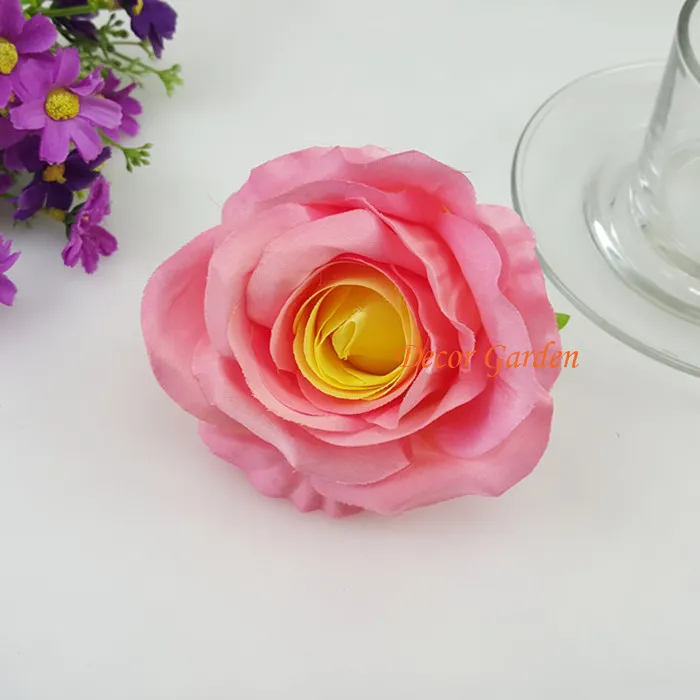 9CM DIY Artificial Rose Flower Heads Silk Decorative Flower Supermarket Background DIY Road Led Wedding Wall Flower Bouqu9475247