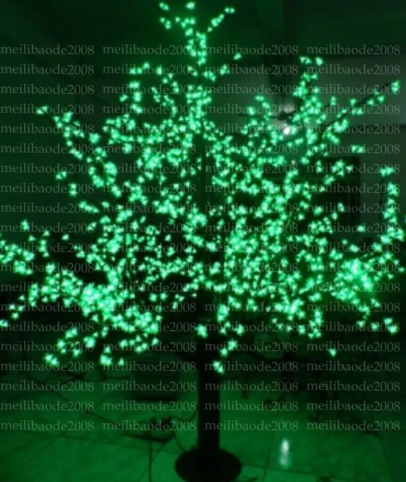 2017 NUEVA Navidad Año Nuevo LED Árbol de flor de cerezo 1024 piezas LED Bombillas verdes 1.8 m / 6 pies Altura 110 / 220VAC Uso al aire libre a prueba de lluvia MYY