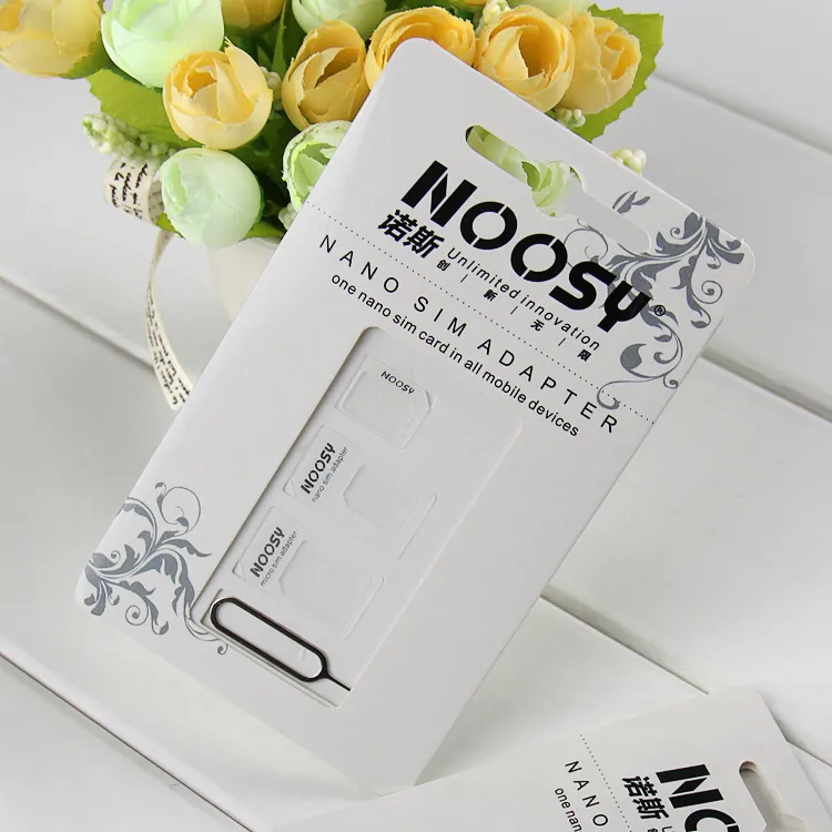 / * Noosy 4 i 1 nano SIM-kort till Micro Sim Nano Micro Adapter för iPhone Samsung SIM-kortadapter