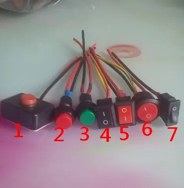 MEZCLA 7 tipos de interruptores basculantes de botón pulsador con cable para auto, motocicleta modificada 12v/24v
