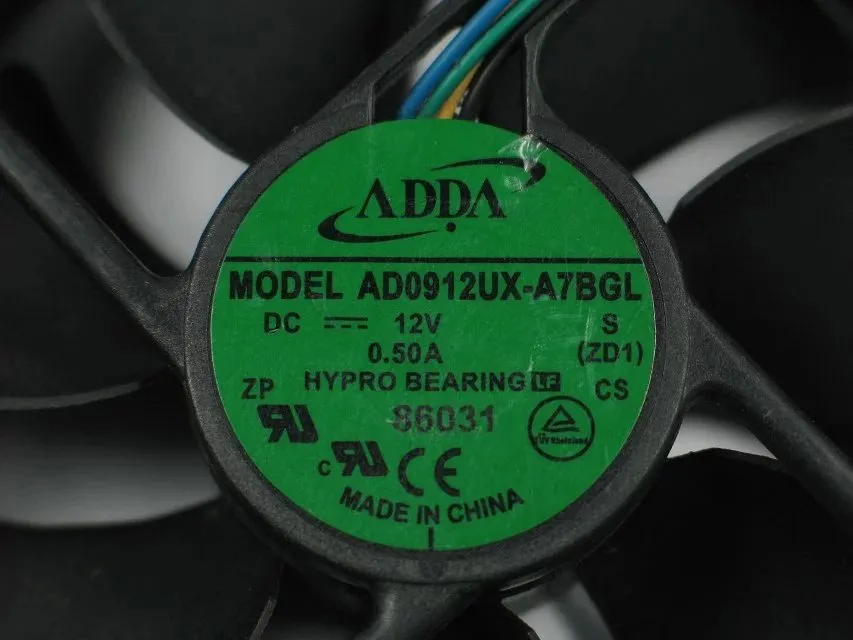 ADDA AD0912UX-A7BGL ZD1 DC 12V 0.50A 4 선 4 핀 커넥터 90mm, 90x90x25mm 서버 스퀘어 팬