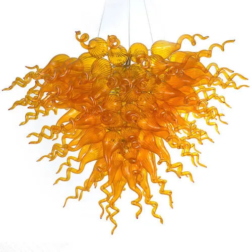Lamp Beautiful Design Amber Glass LED Chandelier Art Decoration Pendant Lamps Energy Saving Light Source Modern Crystal Chandeliers