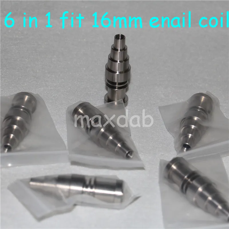 Ferramentas de mão Titanium Nail Kit GR2 Domeless 6 em 1 10mm 14mm 19mm Bongo conjunto de ferramentas de carboidrato Cap Dabber Frasco de Slicone para tubos de água de vidro