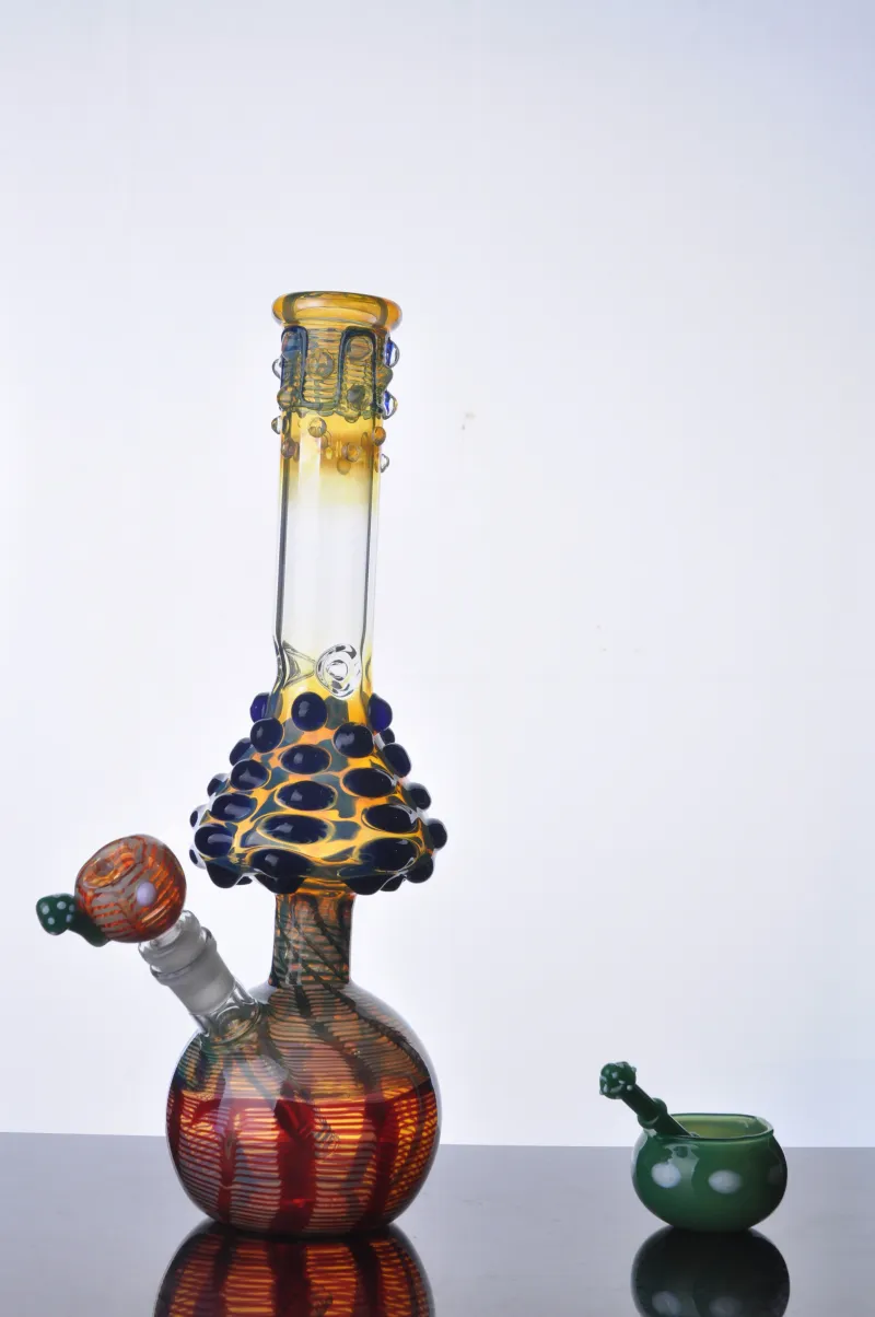 Neue Pilz-Wasserpfeife aus Glas. Bunte Zob-Glasbongs, handgefertigte Bohrinsel mit Downstem-14-mm-Gelenk