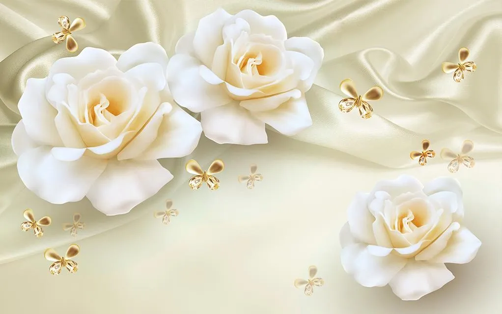 Warm roses silk TV background mural 3d wallpaper 3d wall papers for tv backdrop