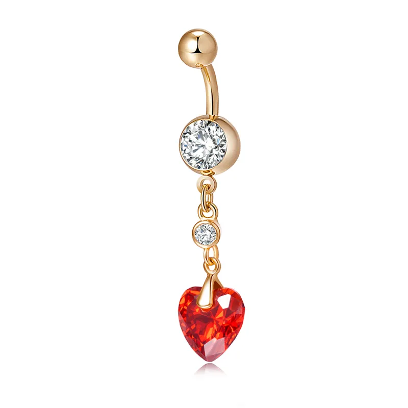 Cadeau Saint Valentin ! Anneau de nombril CZ plaqué or jaune 18 carats anneau de ventre bijoux de corps Piercing nombril sans nickel