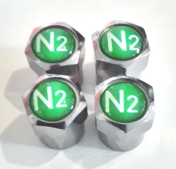 Nitrogen N2 Logo Brass Metal Tire Valve Caps Copper Car Valve Stem