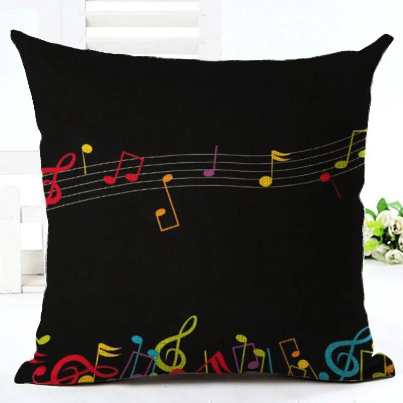 music notes cushion cover vintage linen throw pillow case guitar capa almofadas vintage piano cojines shabby chic home decor