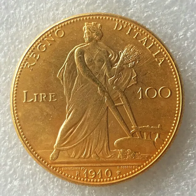 Italy 100 Lire (Fakes are possible) 1910 coins Gold Copy Coin home decoration accessories cheap factory price