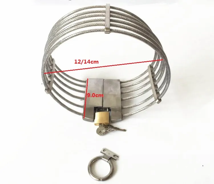 Последняя рабство унисекс из нержавеющей стали проволоки ожерелья шеи кольцо воротник сдержанность осанка столовости BDSM секс игры игрушечный продукт