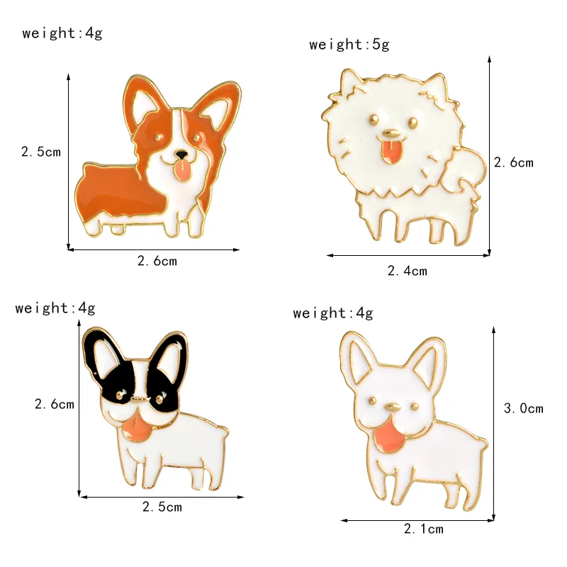 Poodle Pomeranian Corgi Bulldogs Dog Broscher Hård emalj Pin Lapel Pin Badge Gift för älskare av hund