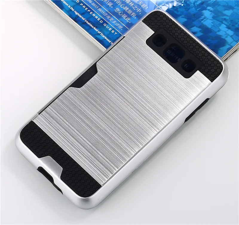 Armor TPU + PC Hybrid Geborsteld Creditcard Slot Case voor Samsung Galaxy Z3 Note 3 Grang Prime G530 Opmerking 8 100 stks / lo