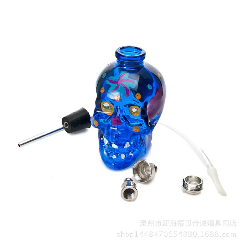 Hot selling Colourful Skull Head Glass Bong Popular Glass Hookah Pipe Durable Mini Shisha Tobacco Smoking Cheap Water Pipe
