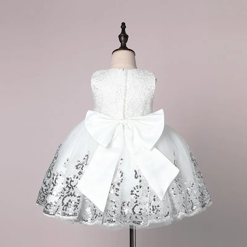 Fashion Formal Newborn Wedding Dress Baby Girl Bow Pattern For Toddler 1 Years Birthday Party Baptism Dress Clothes