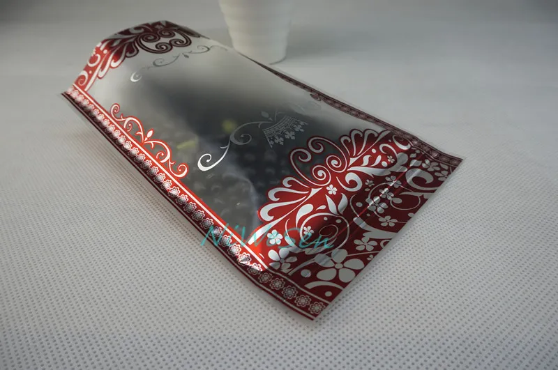 14x20 cm, sac ziplock transparent mat autoportant avec impression de fleurs rouges-pack anti-poussière mangue séchée/pomme poly sachet