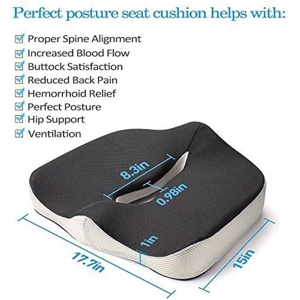 Comfort Memory Seat Cushion Coccyx Orthopedic Office Chair Car Seat Back Cushion Tailbone & Sciatica Pain Relief Back Support Cushions4458772