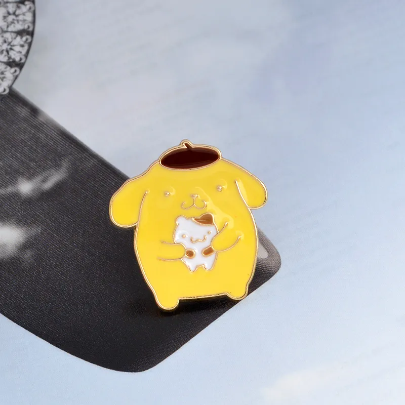 Alfinetes de esmalte My Melody colarinho chapéu broche de lapela para mulheres e meninas coelhinha cachorrinho joias fofas