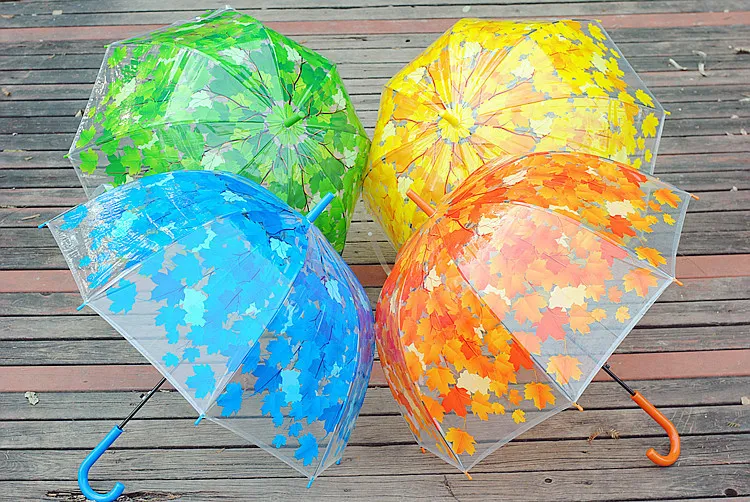 Nowy 4 kolory przezroczyste zagęszczanie PVC Grzyby Zielone Liście Rain Clear Leaf Bubble Parasol