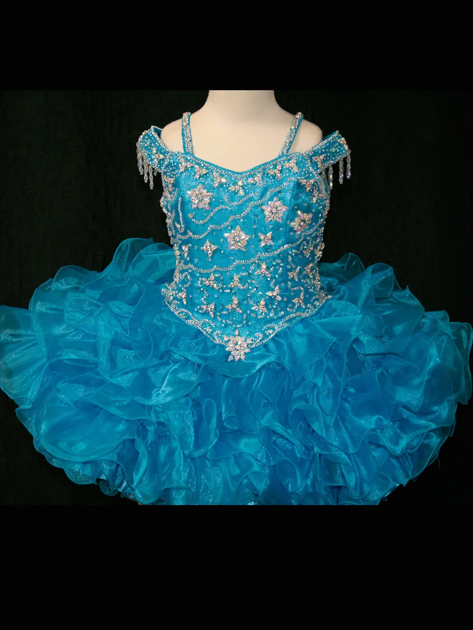 Little Rosie Cupcake Pageant Dresses for Girls 2017 Princess Toddler Pageant Bress مع تنورة organza الكشكشة و bling bling crys265o