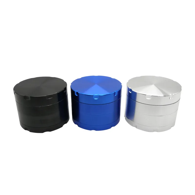 the light blue black silver smooth and durable 4 layers 63mm Aluminum Alloy Metal Herbal Tobacco grinder for smoking